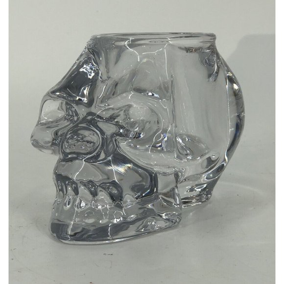 Crystal Skull Votive Candle Holder Heavy Glass Gothic D&D Halloween - Picture 3 of 10